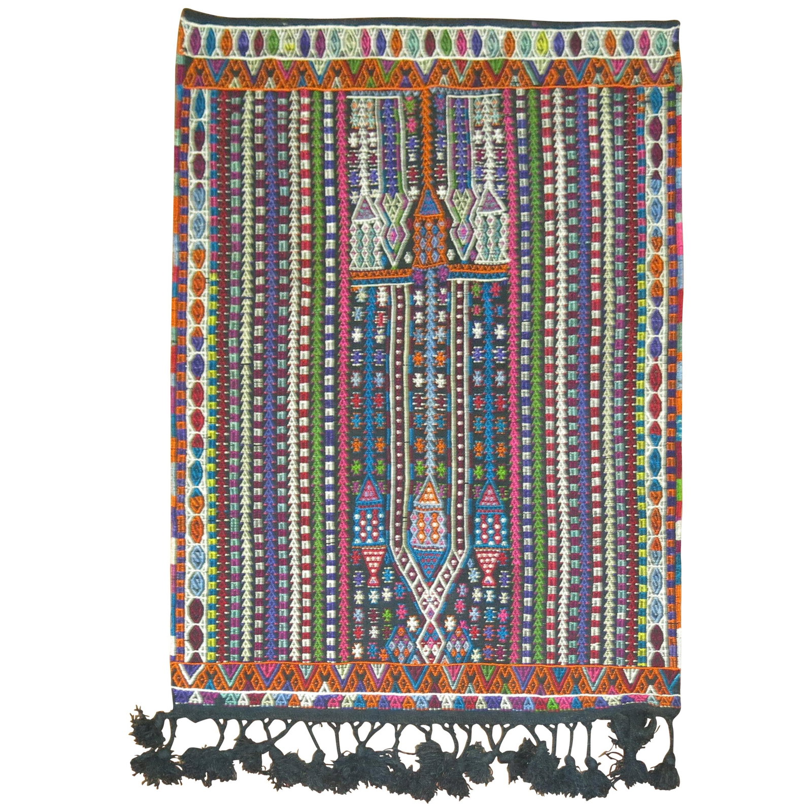 Midcentury Turkish Jajim Kilim Wool Flatweave Prayer Niche Rug 43 x 59 Inches: Midcentury Turkish Jajim Kilim Wool Flatweave Prayer Niche Rug 43 x 59 Inches This colorful mid-20th century Turkish Jajim, also known as Jijim, showcases the traditional Kilim weaving style. Crafted