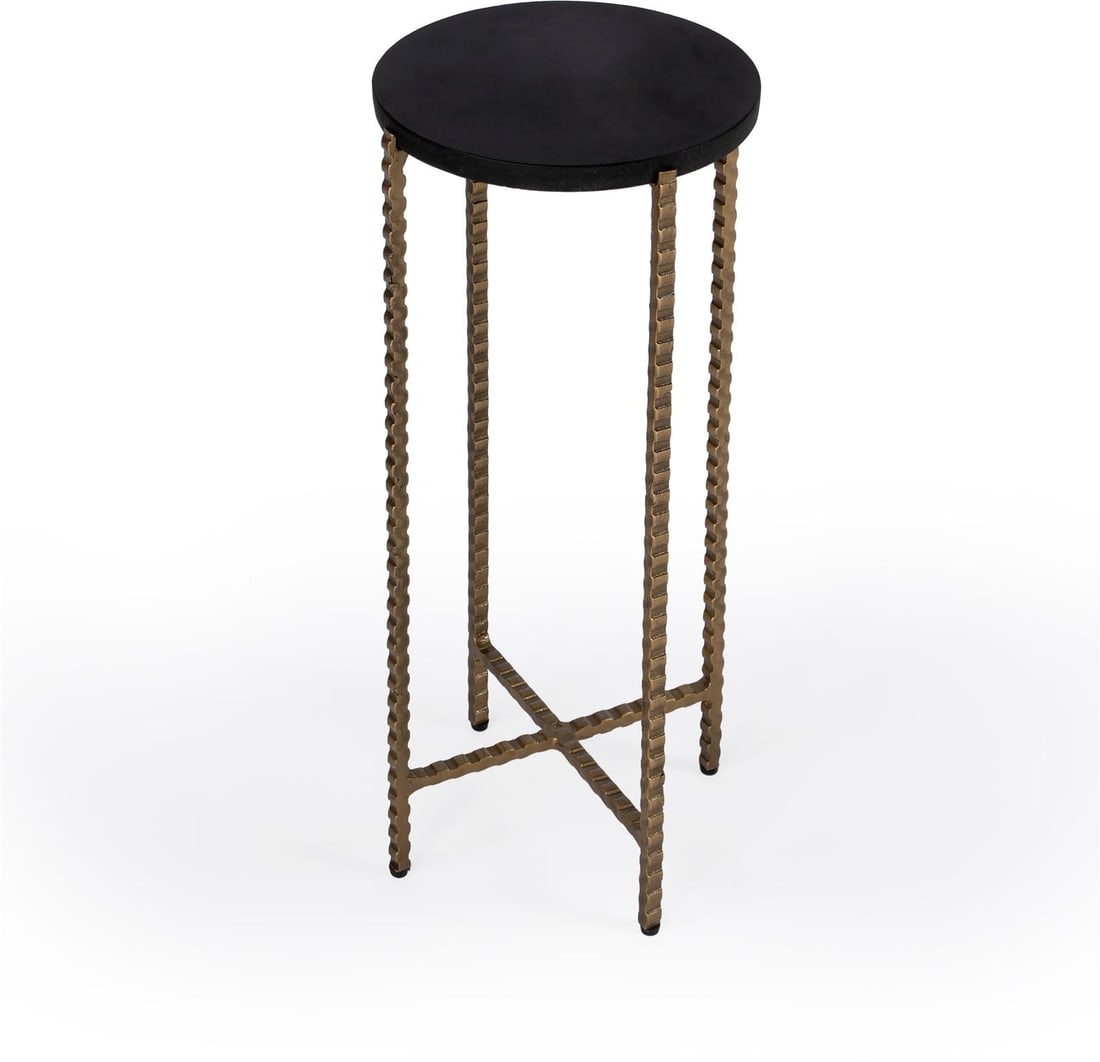 Butler Nigella Black Marble Iron Side Table 21.75H Transitional Style: Butler Nigella Black Marble Iron Side Table 21.75H Transitional Style This Elegant Black Marble Iron Side Table is a perfect addition to your home decor, effortlessly blending style and functionality.