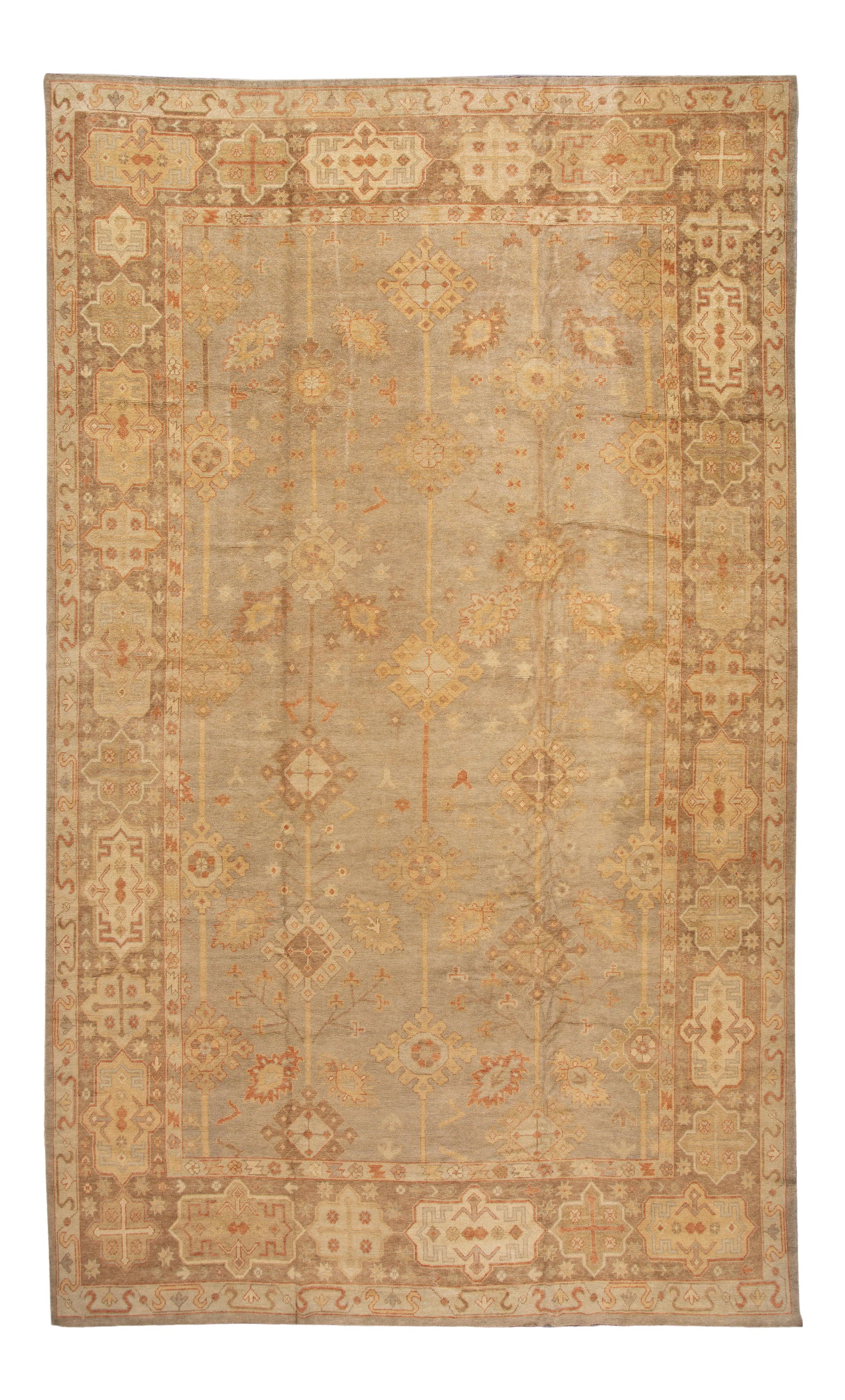 Oversized Turkish Oushak Wool Rug 12'3 x 20'7 Floral Design: Oversized Turkish Oushak Wool Rug 12'3 x 20'7 Floral Design Enhance your living space with this stunning modern Turkish Oversize Oushak hand-knotted wool rug. Featuring a light blue field adorned with