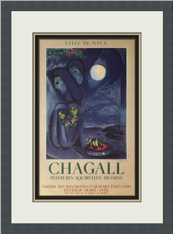 Marc Chagall Saint Jean Cap Ferrat Custom Framed Lithograph Print: Marc Chagall Saint Jean Cap Ferrat Custom Framed Lithograph Print Discover the beauty of Marc Chagall's 'Saint Jean Cap Ferrat' with this exquisite custom framed print. Measuring 17 in. x 13 in., this
