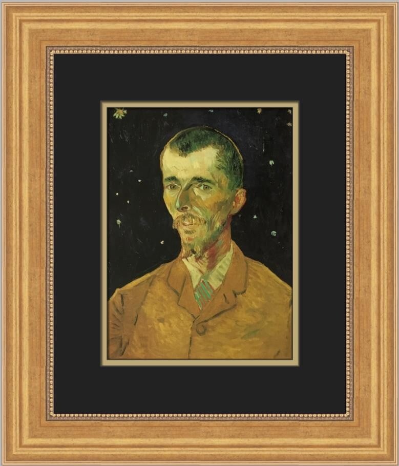 Vincent Van Gogh Portrait of Eugene Boch Custom Framed Art Print: Vincent Van Gogh Portrait of Eugene Boch Custom Framed Art Print This stunning custom framed print features Vincent Van Gogh's "Portrait of Eugene Boch," a captivating piece that beautifully captures