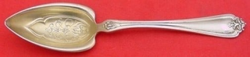 Whiting Duchess Sterling Silver Gold Washed Grapefruit Spoon 5.5": Whiting Duchess Sterling Silver Gold Washed Grapefruit Spoon 5.5" This exquisite grapefruit spoon from the Duchess pattern by Whiting is crafted from sterling silver with a luxurious gold wash. Measur