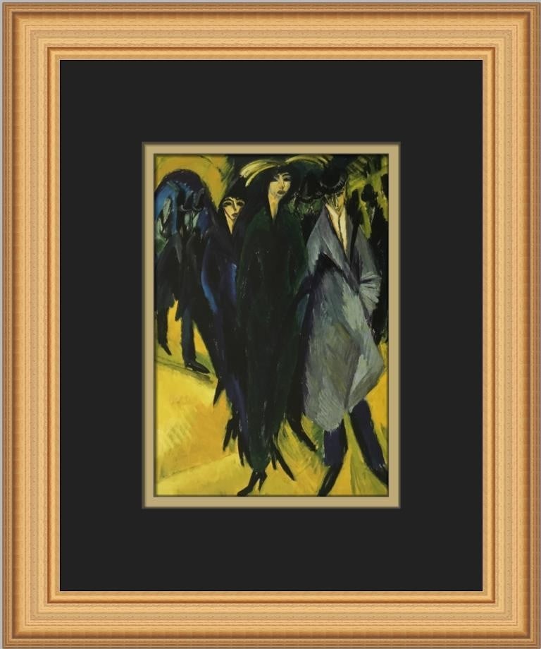 Ernst Ludwig Kirchner Women in the Street Custom Framed Art Print: Ernst Ludwig Kirchner Women in the Street Custom Framed Art Print This exquisite custom framed print titled "Women in the Street" by Ernst Ludwig Kirchner showcases the artist's distinctive expression