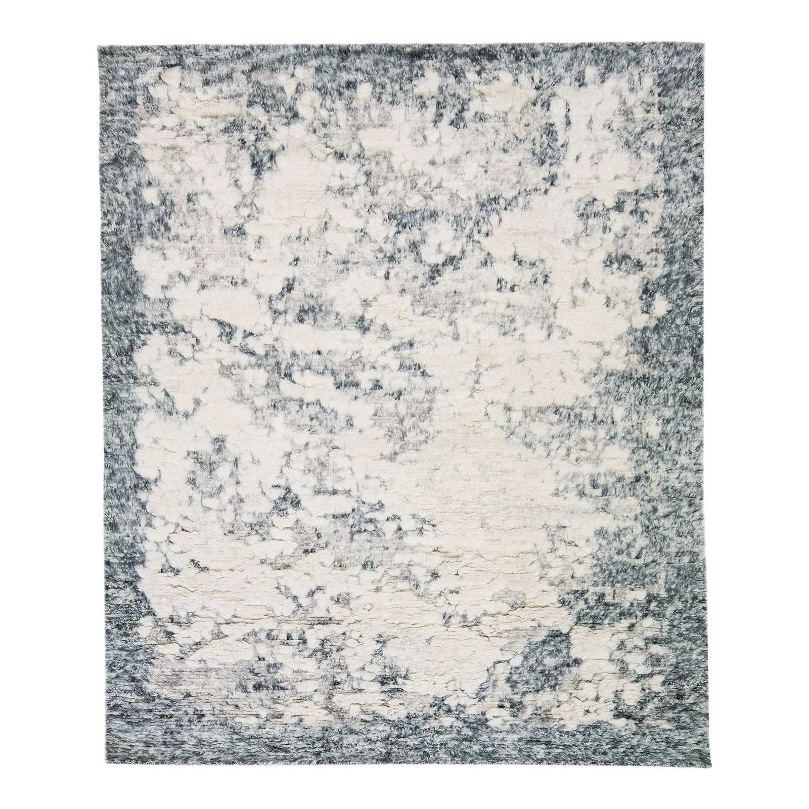 Modern Abstract Moroccan Wool Rug 8'2" x 9'9" in Ivory Gray: Modern Abstract Moroccan Wool Rug 8'2" x 9'9" in Ivory Gray Elevate your space with this exquisite hand-knotted wool rug featuring a modern Moroccan style in elegant ivory and gray tones. The luxuriou