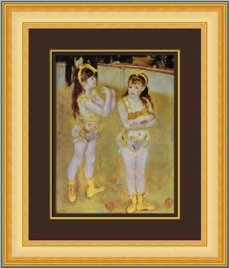Pierre-Auguste Renoir Two Little Circus Girls Framed Print 20 x 17: Pierre-Auguste Renoir Two Little Circus Girls Framed Print 20 x 17 This stunning custom framed print titled 'Two Little Circus Girls' by renowned artist Pierre-Auguste Renoir showcases the charm of Im