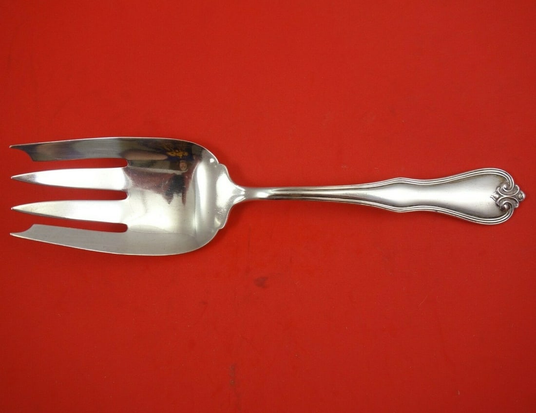 Frank Whiting Puritan Sterling Silver Cold Meat Fork 8 3/4" Serving: Frank Whiting Puritan Sterling Silver Cold Meat Fork 8 3/4" Serving This exquisite Puritan cold meat fork is crafted from sterling silver and measures 8 3/4 inches in length. Designed by Frank Whiting