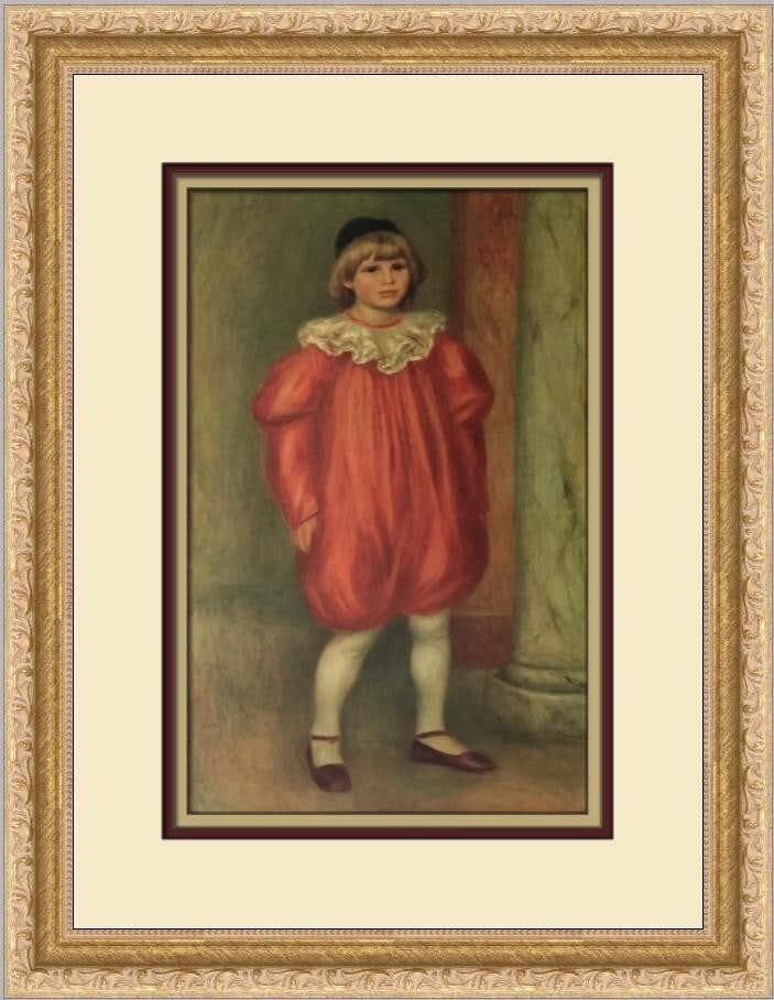 Pierre-Auguste Renoir The Clown Custom Framed Print 1987: Pierre-Auguste Renoir The Clown Custom Framed Print 1987 Experience a piece of art history with this custom framed print of "The Clown" by renowned artist Pierre-Auguste Renoir. This striking piece ca