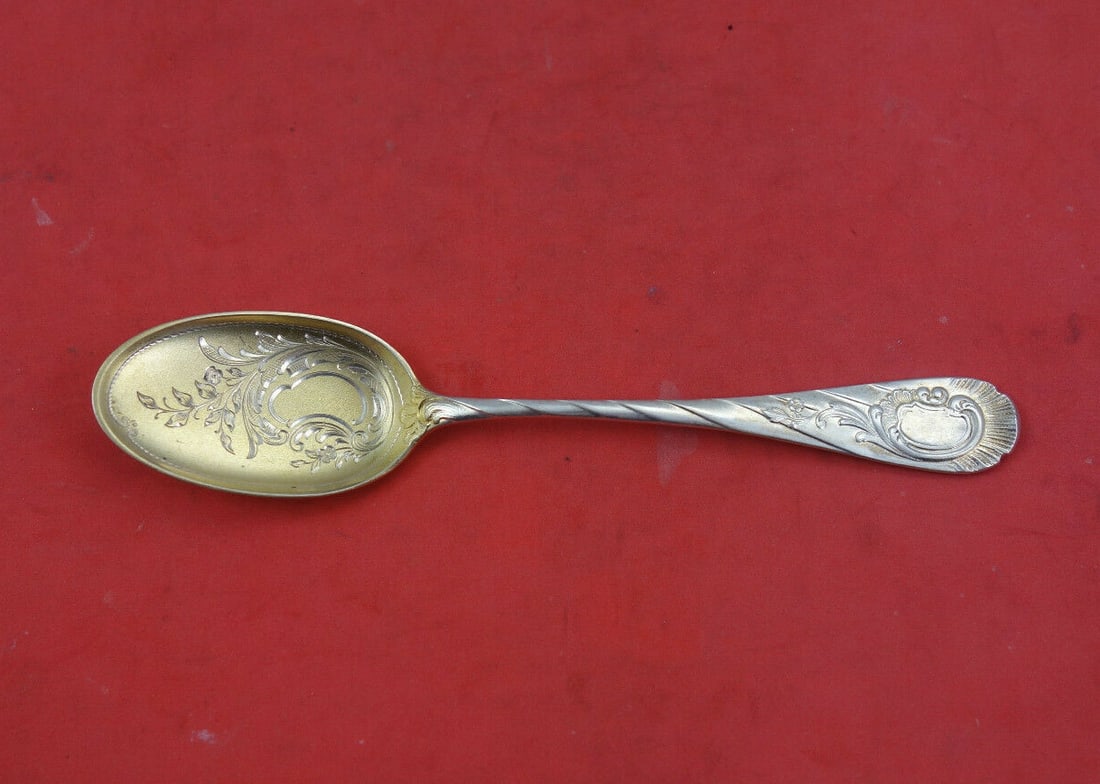 Gebruder Reiner Rocaille 800 Silver Gold-Washed Ice Cream Spoon: Gebruder Reiner Rocaille 800 Silver Gold-Washed Ice Cream Spoon This exquisite Rocaille ice cream spoon, crafted by Gebruder Reiner, showcases the elegance of Rococo style. Made from 800 silver and be
