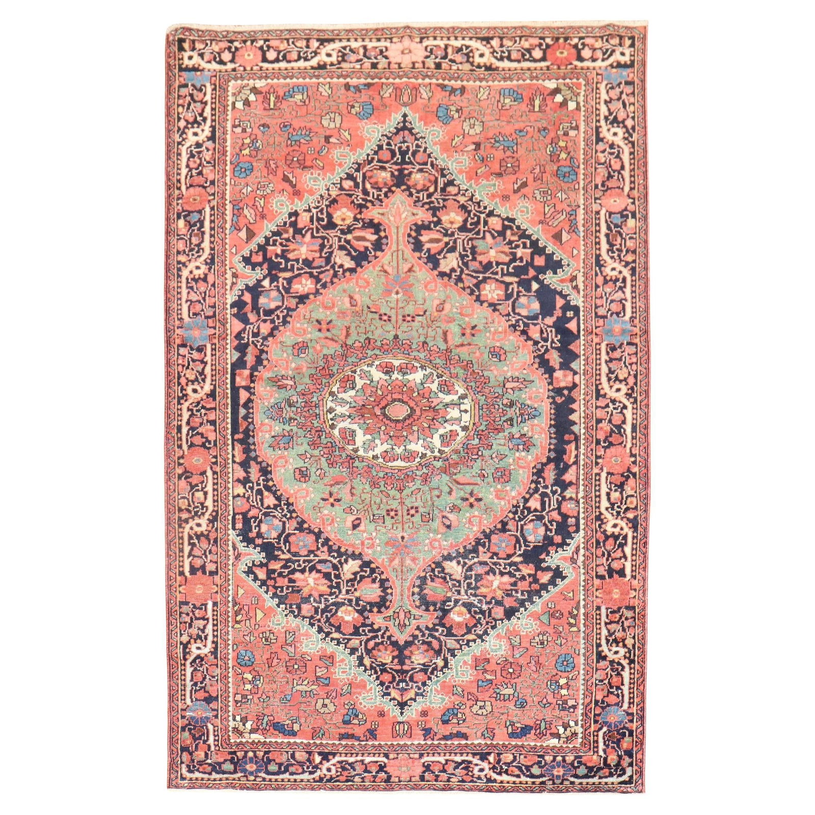 Antique Persian Sarouk Ferehan Rug Early 20th Century Wool Hand-Woven 47 x 72: Antique Persian Sarouk Ferehan Rug Early 20th Century Wool Hand-Woven 47 x 72 Discover the timeless beauty of this Antique Persian Sarouk Ferehan Rug, expertly hand-woven from high-quality wool. With