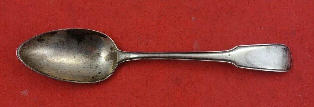 1795 London Georgian Sterling Silver Dessert Spoon 6 7/8 Inch: 1795 London Georgian Sterling Silver Dessert Spoon 6 7/8 Inch This English Georgian dessert spoon is crafted from sterling silver and dates to 1795 in London. It features classic Georgian styling and