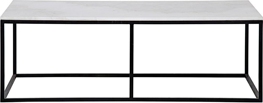 Noir Lois Coffee Table Bianco Crown Marble & Steel Matte Black: Noir Lois Coffee Table Bianco Crown Marble & Steel Matte Black Elevate your living space with the Stylish Lois Coffee Table, showcasing a sophisticated blend of Bianco Crown Marble and industrial stee