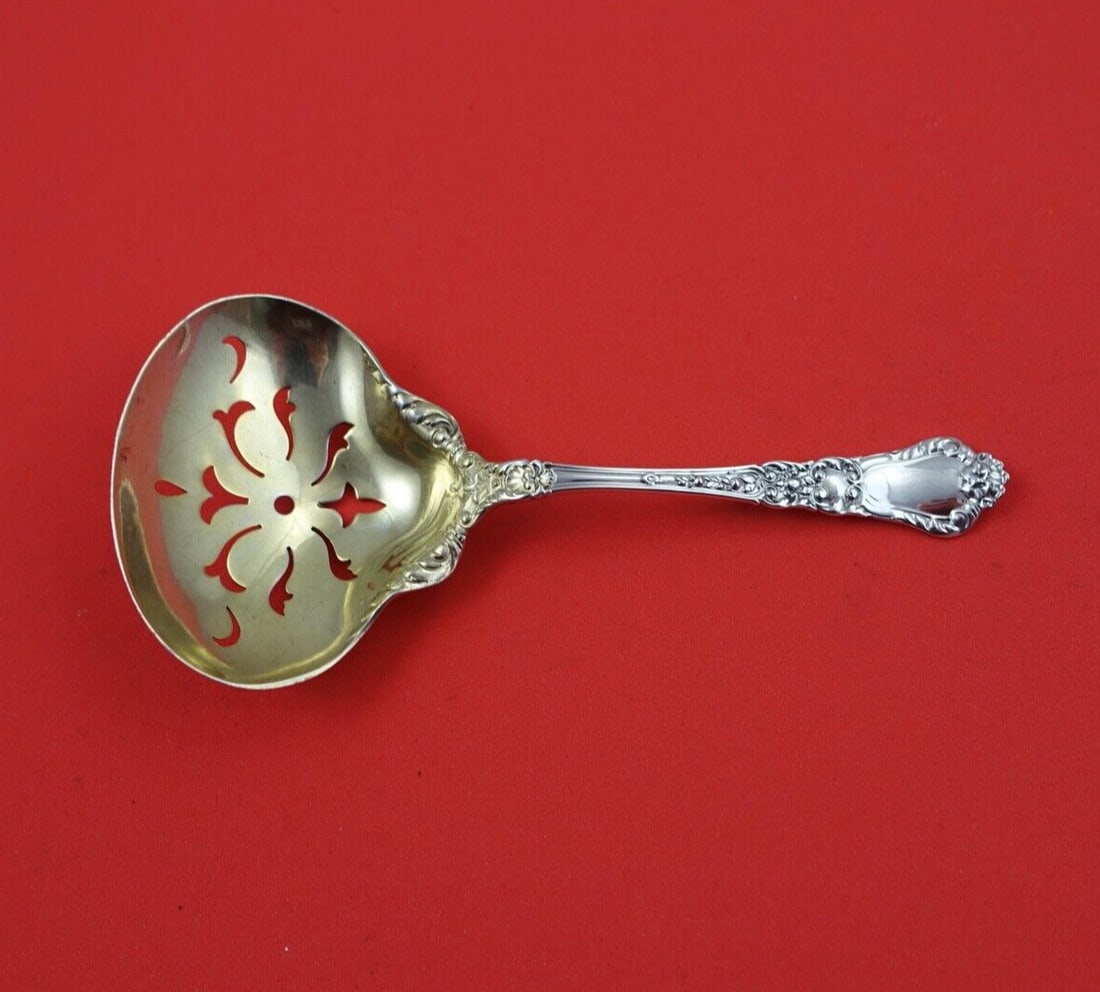 Gorham Baronial Old Sterling Silver Sugar Sifter Gold Wash 5 1/4": Gorham Baronial Old Sterling Silver Sugar Sifter Gold Wash 5 1/4" This exquisite sugar sifter from the Baronial Old pattern by Gorham is a beautiful addition to any serving collection. Crafted from st