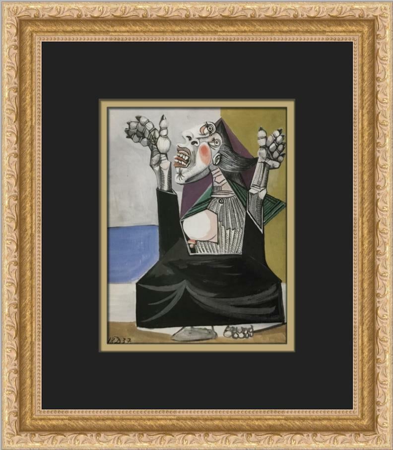 Pablo Picasso The Supplicant Custom Framed Art Print: Pablo Picasso The Supplicant Custom Framed Art Print This beautifully custom framed print titled "The Supplicant" by Pablo Picasso showcases a stunning representation of abstract cubism and figurative