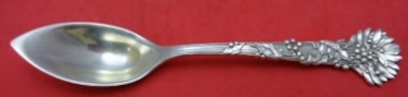 Sterling Silver Holly Pattern Grapefruit Spoon Gold Washed by Tiffany: Sterling Silver Holly Pattern Grapefruit Spoon Gold Washed by Tiffany This is a Tiffany & Co. sterling silver grapefruit spoon in the Holly pattern, featuring a gold-washed finish. Measuring 5 7/8 inc