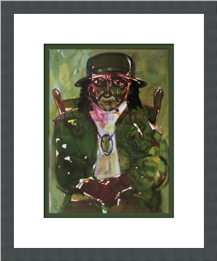 Romare Bearden Green Man Custom Framed Cubism Print: Romare Bearden Green Man Custom Framed Cubism Print This beautiful custom framed print titled "Green Man" by renowned artist Romare Bearden showcases a vibrant Cubism style that captures the essence o