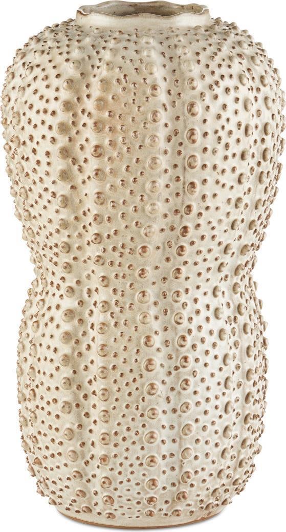 Currey Baroque Style Peanut Vase 17H Brown Ivory Ceramic: Currey Baroque Style Peanut Vase 17H Brown Ivory Ceramic Enhance your home decor with this intricately styled decorative vase, embodying the elegance of Baroque design. This large peanut vase features