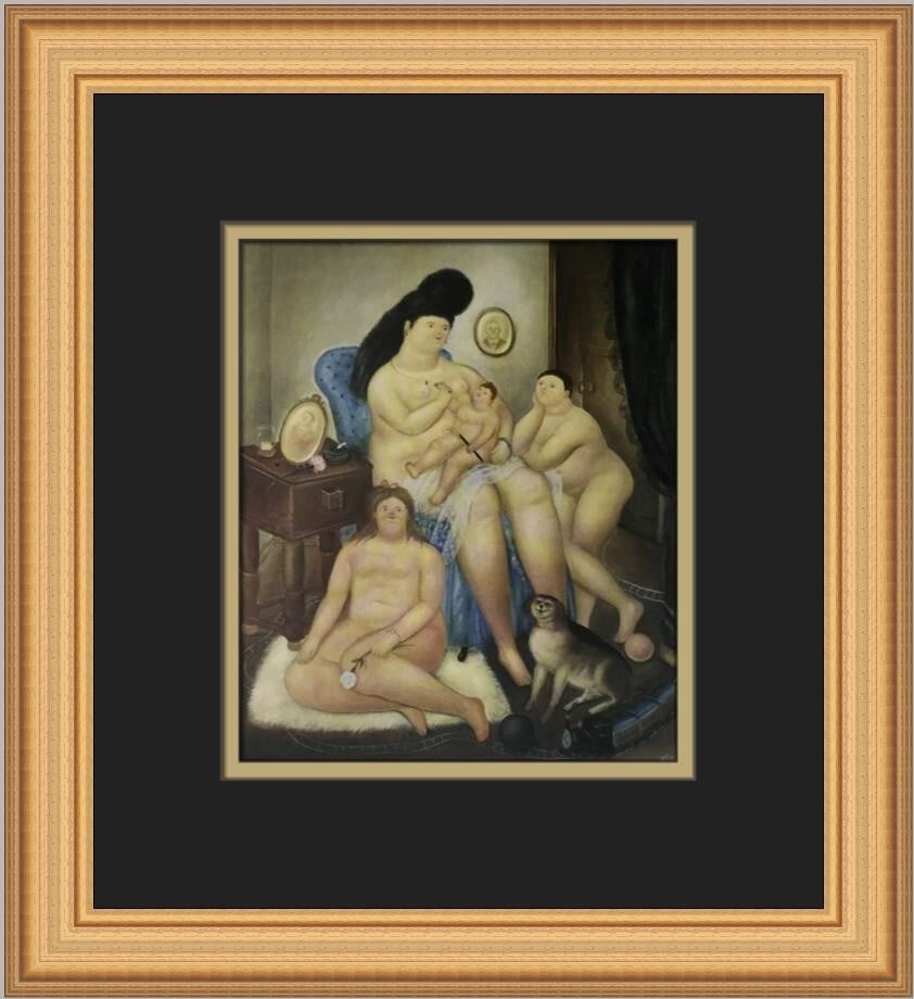 Fernando Botero The Protestant Family Custom Framed Art Print: Fernando Botero The Protestant Family Custom Framed Art Print This captivating print titled "The Protestant Family" by renowned artist Fernando Botero showcases his unique style of figurative art, kno