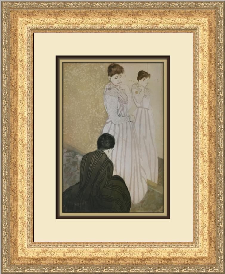 Mary Cassatt The Fitting Custom Framed Print 19 x 16 Expressionism Art: Mary Cassatt The Fitting Custom Framed Print 19 x 16 Expressionism Art Enhance your art collection with this beautiful custom framed print titled "The Fitting" by renowned artist Mary Cassatt. This me