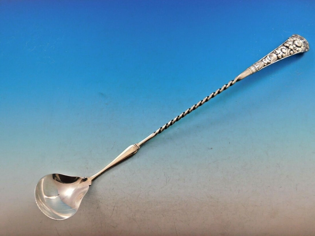Gorham Cluny Sterling Silver Claret Ladle 12 3/4 Twist Handle: Gorham Cluny Sterling Silver Claret Ladle 12 3/4 Twist Handle Introducing the Cluny Sterling Silver Claret Serving Ladle from Gorham, a stunning piece that exemplifies superior craftsmanship and histo