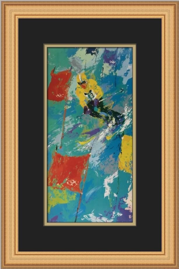 LeRoy Neiman Winter Olympic Skiing Custom Framed Art Print 1980: LeRoy Neiman Winter Olympic Skiing Custom Framed Art Print 1980 This stunning custom framed print titled 'Winter Olympic Skiing' by renowned artist LeRoy Neiman captures the essence of winter sports t