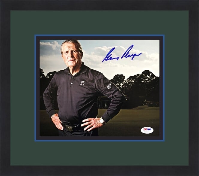 Gary Player Signed 8x10 Photo Custom Framed with PSA/DNA COA: Gary Player Signed 8x10 Photo Custom Framed with PSA/DNA COA This stunning, custom-framed 8" x 10" color photograph of renowned golfer Gary Player is a must-have for any golf enthusiast. The photograp