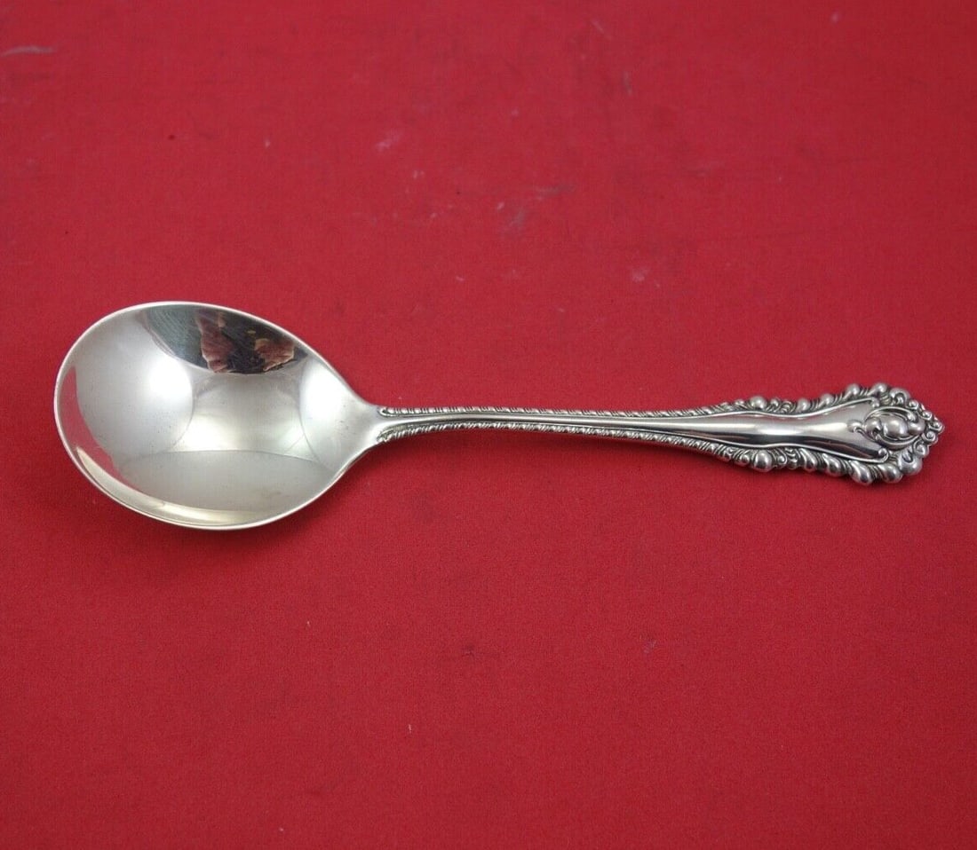Dominick & Haff Mazarin Sterling Silver Cream Soup Spoon 5 7/8": Dominick & Haff Mazarin Sterling Silver Cream Soup Spoon 5 7/8" This elegant cream soup spoon is crafted from high-quality sterling silver and features the exquisite Mazarin pattern by Dominick & Haff
