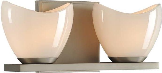 Kalco Vero 2-Light Bath Fixture Satin Nickel Opal Glass: Kalco Vero 2-Light Bath Fixture Satin Nickel Opal Glass Enhance your bathroom with the Vero 2 Light Bath Fixture, designed in a sleek transitional style. Crafted from heavy gauge steel and opal glass,