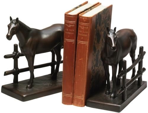Rustic Chocolate Horse Resin Bookends Equestrian Lodge Style 7.5" High: Rustic Chocolate Horse Resin Bookends Equestrian Lodge Style 7.5" High This item is made at time of order. Please allow 42 to 70 days for production. Enhance your decor with these Rustic Chocolate Hor