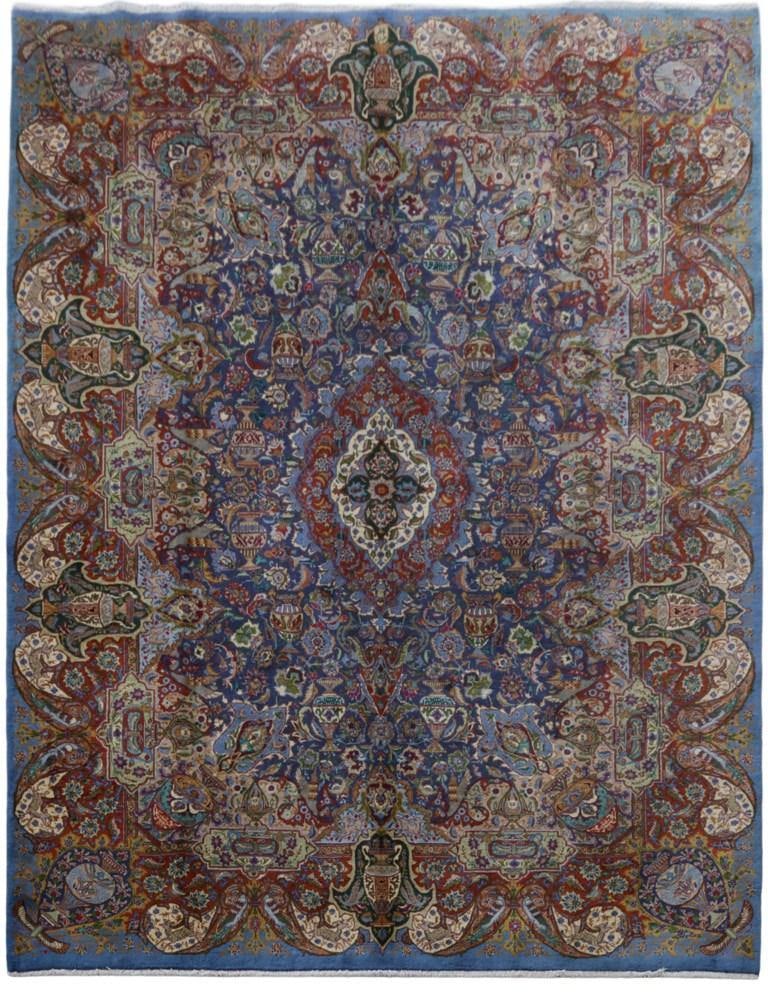 Handcrafted 10.2 x 13.0 Signed Persian Kashmar Rug in Rich Red: Handcrafted 10.2 x 13.0 Signed Persian Kashmar Rug in Rich Red Free continental US Shipping Introducing a magnificent 10' 2" x 13' Kashmar Rug, handcrafted by skilled Persian artisans. This exquisite