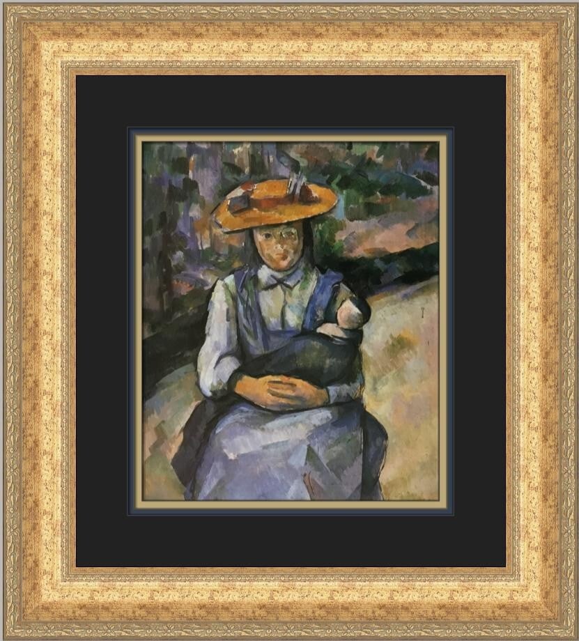 Paul Cezanne Girl with Doll Custom Framed Print 20 x 18: Paul Cezanne Girl with Doll Custom Framed Print 20 x 18 This exquisite custom framed print features Paul Cezanne's renowned artwork, "Girl with Doll." Measuring 20 in. x 18 in., this medium-sized prin