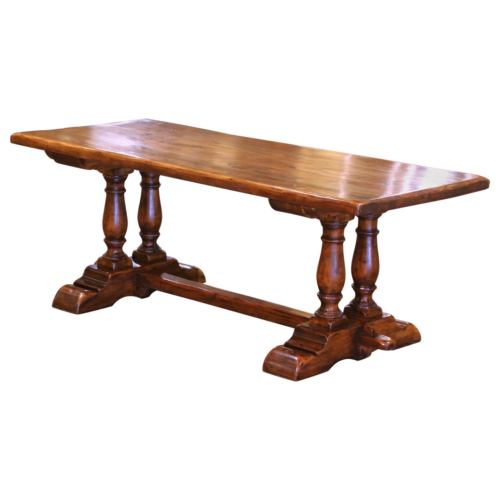 19th Century Louis XIII Carved Walnut Refectory Trestle Table: 19th Century Louis XIII Carved Walnut Refectory Trestle Table This stunning 19th Century French Louis XIII Carved Walnut Monastery Refectory Trestle Table is a remarkable piece of craftsmanship, perfe