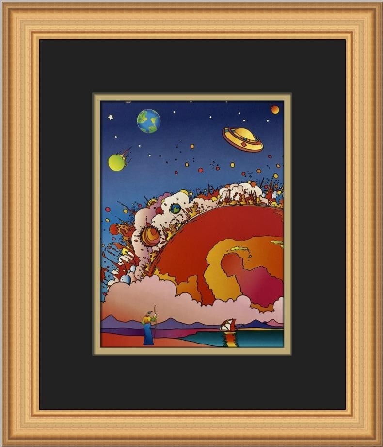 Peter Max Solar Phenomena Custom Framed Pop Art Print 14 x 12: Peter Max Solar Phenomena Custom Framed Pop Art Print 14 x 12 This stunning custom framed print titled "Solar Phenomena" by renowned artist Peter Max captures the essence of pop art with its vibrant c