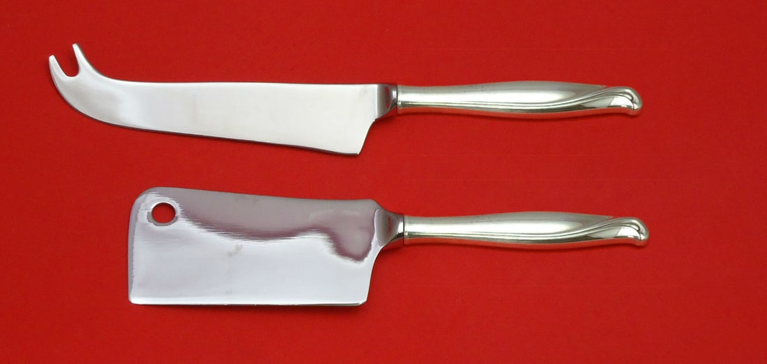 Alvin Spring Bud 2pc Sterling Silver Cheese Server Set: Alvin Spring Bud 2pc Sterling Silver Cheese Server Set This exquisite Spring Bud Hostess Set by Alvin features a custom-made sterling silver cheese server serving set. The set includes a cheese cleave