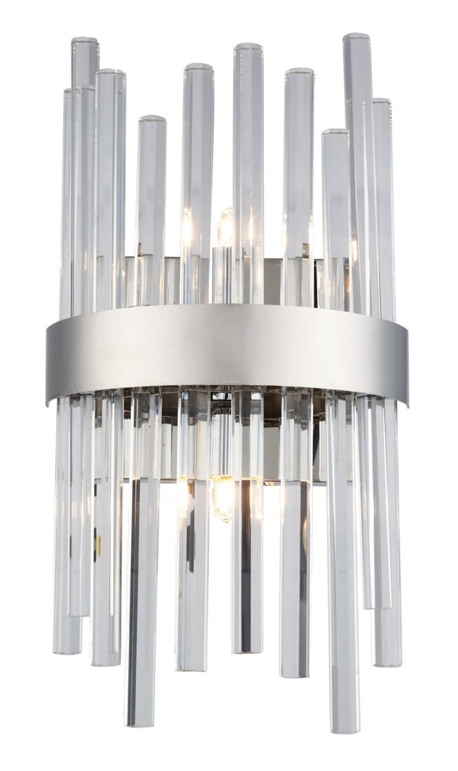 Modern DALLAS Chrome Wall Sconce with Crystal Accents: Modern DALLAS Chrome Wall Sconce with Crystal Accents Illuminate your space with this stunning modern wall sconce, ideal for any room including dining areas, living rooms, bedrooms, and foyers. Featur