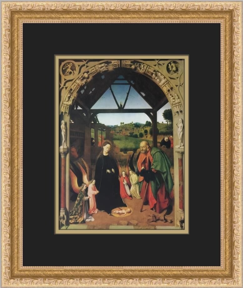Petrus Christus The Nativity Custom Framed Print 16x13: Petrus Christus The Nativity Custom Framed Print 16x13 This exquisite custom framed print titled "The Nativity" by artist Petrus Christus is a stunning representation of religious art. Produced in 198