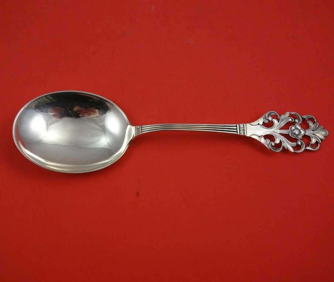 Viking Rose Serving Spoon by Th Marthinsen .830 Silver 8 Inch: Viking Rose Serving Spoon by Th Marthinsen .830 Silver 8 Inch Enhance your dining experience with the Viking Rose Serving Spoon by Th. Marthinsen. This exquisite piece is crafted from .830 silver, sho