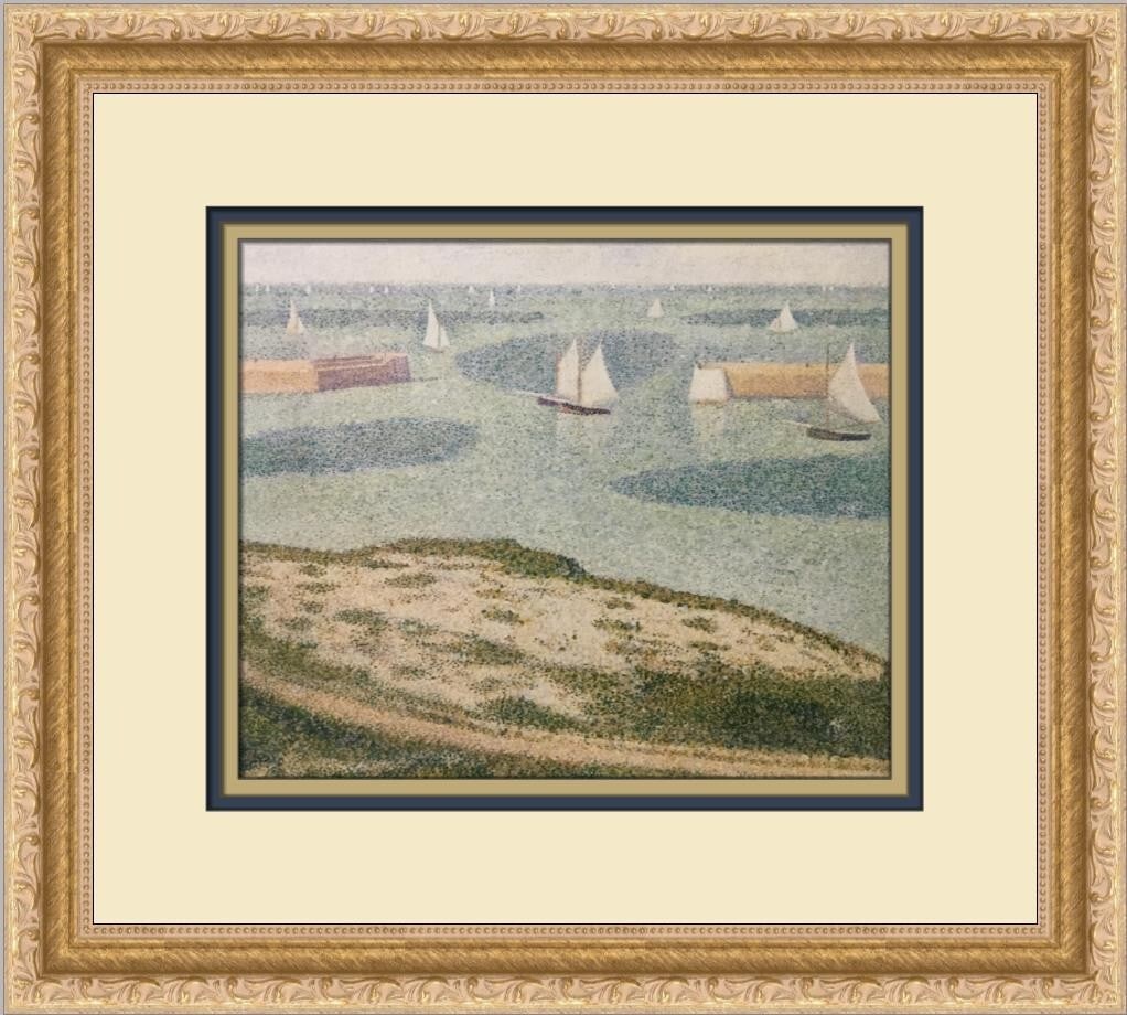 Georges Seurat Port En Bessin Framed Print 14 x 15 Impressionism Art: Georges Seurat Port En Bessin Framed Print 14 x 15 Impressionism Art This exquisite custom framed print features Georges Seurat's renowned artwork titled "Port En Bessin The Outer Harbor." Measuring 1