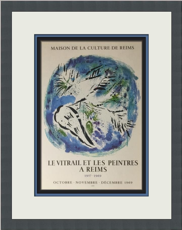 Marc Chagall Angel Against Blue Background Custom Framed Print 1975: Marc Chagall Angel Against Blue Background Custom Framed Print 1975 This exquisite custom framed print features the iconic work "Angel Against a Blue Background" by renowned artist Marc Chagall. Measu