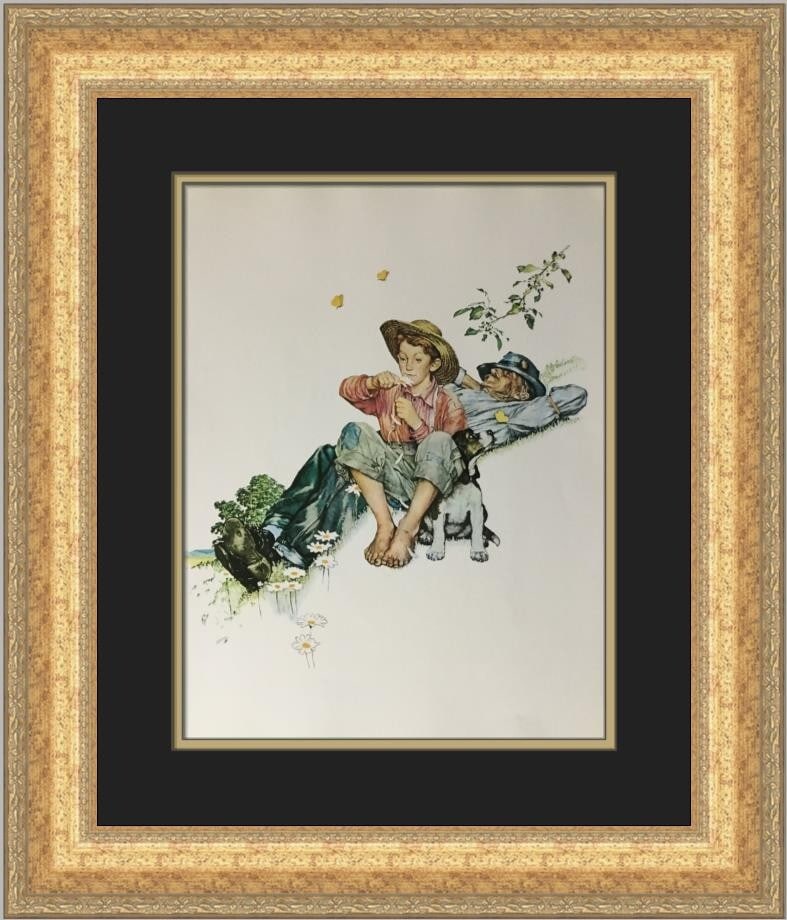 Norman Rockwell Grandpa and Me Summer Custom Framed Print 23x19: Norman Rockwell Grandpa and Me Summer Custom Framed Print 23x19 This custom framed print titled "Grandpa and Me Summer" by Norman Rockwell captures a heartwarming moment in Americana style. Produced i
