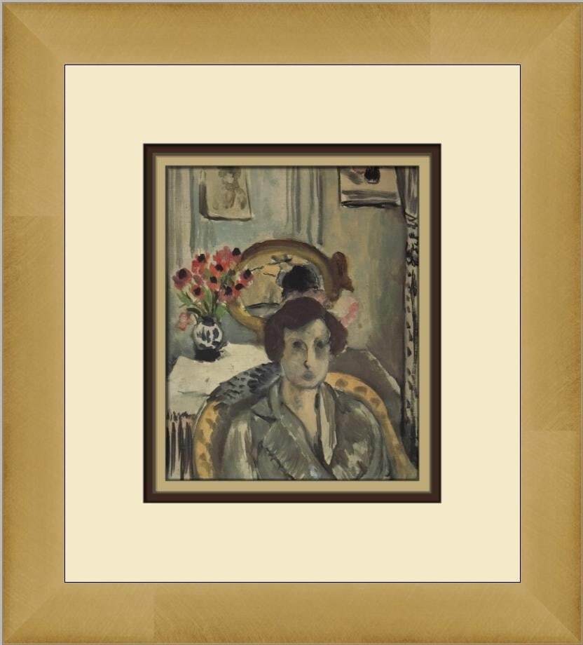 Henri Matisse Woman with Anemones Custom Framed Art Print: Henri Matisse Woman with Anemones Custom Framed Art Print This stunning custom framed print titled "Woman with Anemones" by Henri Matisse captures the essence of Impressionism. Measuring 12 in. by 11