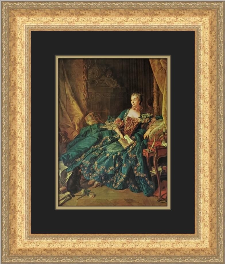 Francois Boucher Portrait of Marquise De Pompadour Custom Framed Art Print: Francois Boucher Portrait of Marquise De Pompadour Custom Framed Art Print This exquisite custom framed print features the renowned artwork "Portrait of Marquise De Pompadour" by Francois Boucher, sho