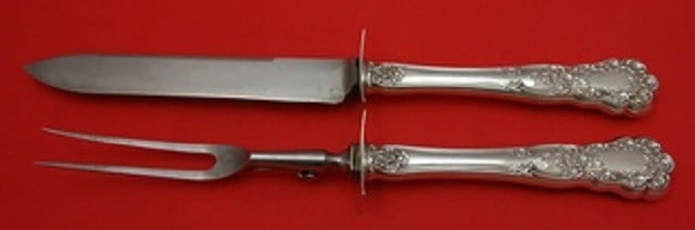 Gorham Buttercup Sterling Silver 2pc Steak Carving Set: Gorham Buttercup Sterling Silver 2pc Steak Carving Set This exquisite 2-piece steak carving set features the elegant Buttercup pattern by Gorham, crafted from sterling silver with stainless steel impl