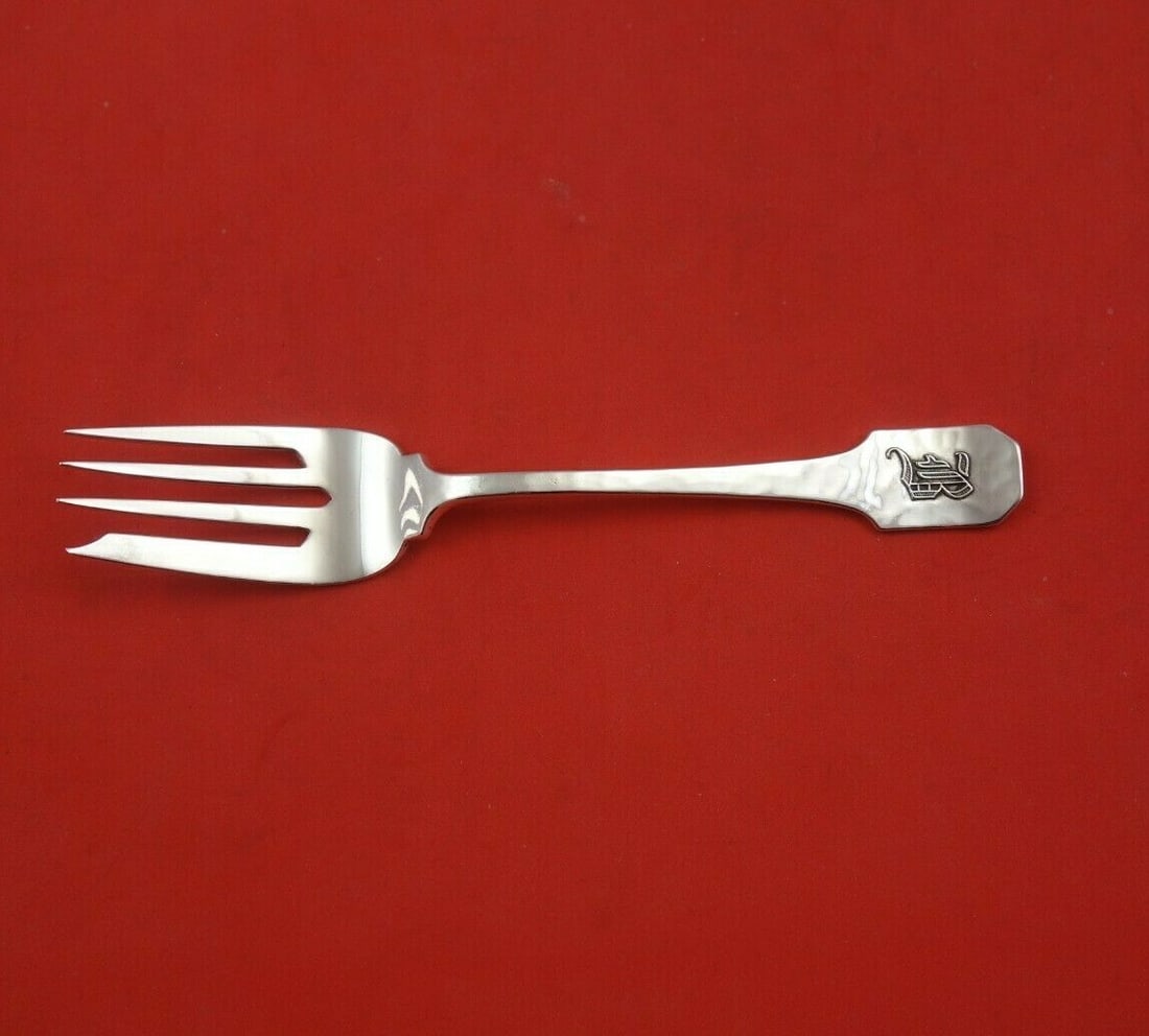 Shreve Norman Hammered Sterling Silver Salad Fork 6" Monogram H: Shreve Norman Hammered Sterling Silver Salad Fork 6" Monogram H This exquisite 6" salad fork showcases the elegant Norman Hammered pattern by Shreve. Crafted from high-quality sterling silver, this fo