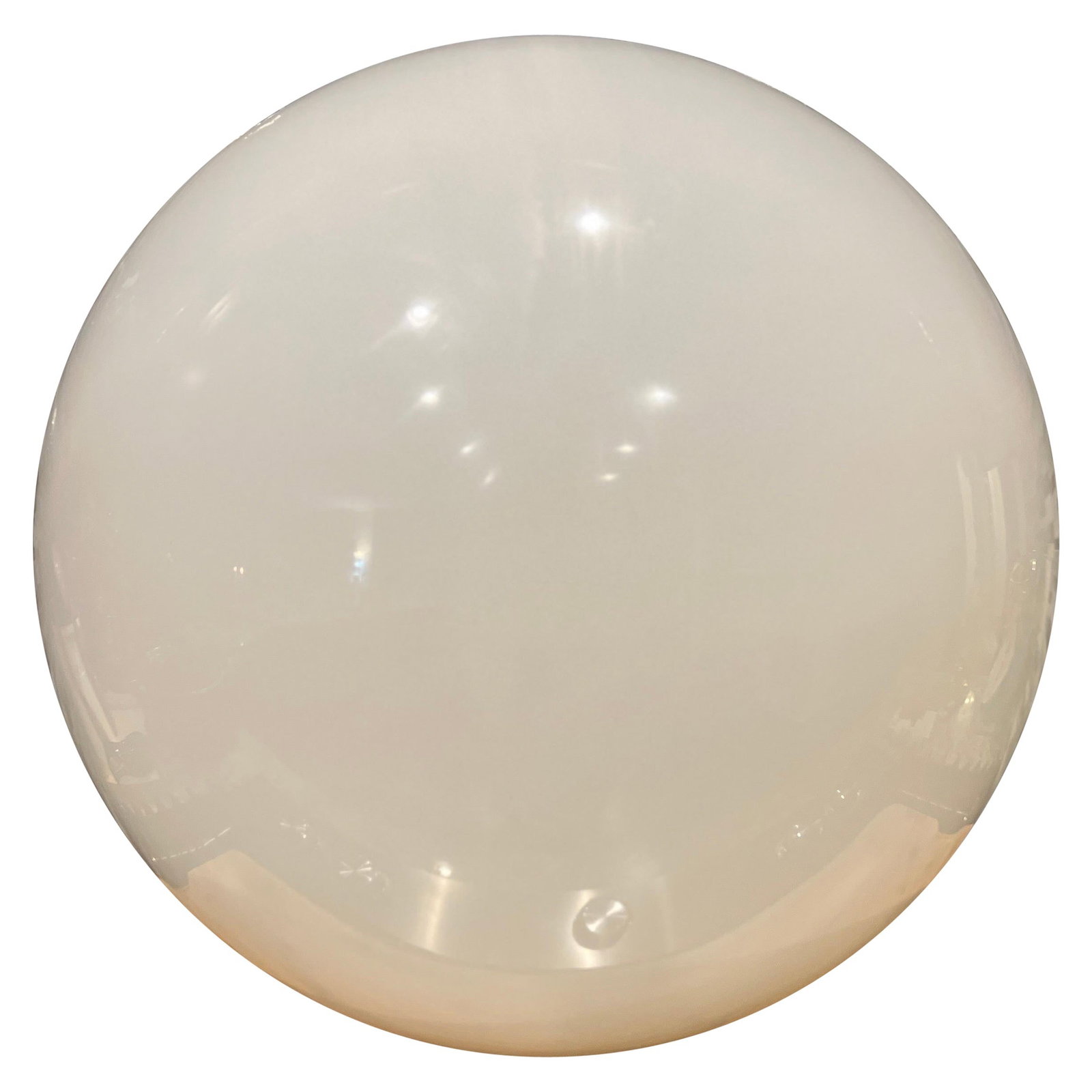 Pair of White Glass Spheres Attributed to Paul Mayen Mid-Century Modern 17 Inch: Pair of White Glass Spheres Attributed to Paul Mayen Mid-Century Modern 17 Inch This listing is for a single Mid-Century Modern white blown glass globe, attributed to Paul Mayen for Habitat and dating