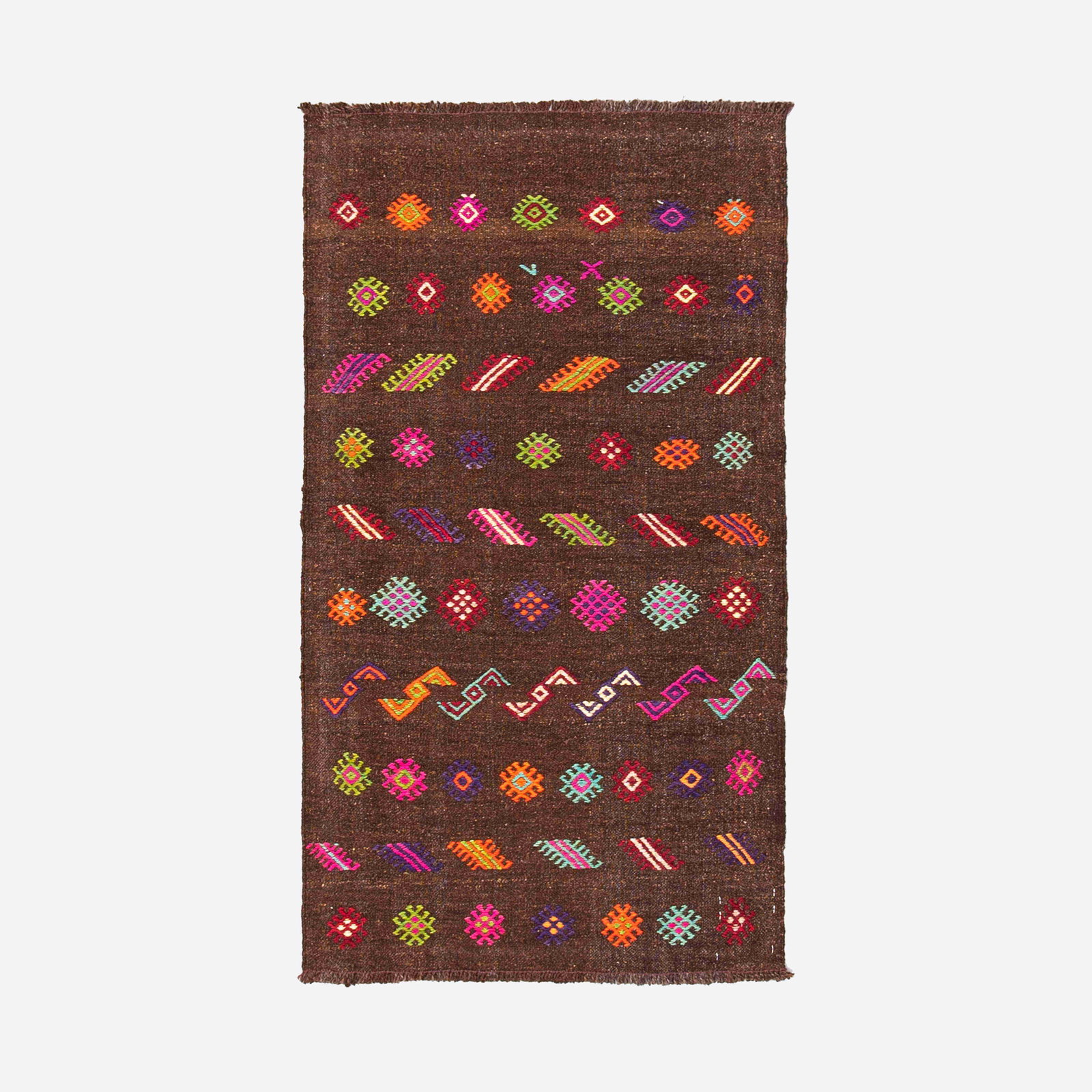 Authentic Handmade Cicim Wool-On-Wool Kilim 26.4 x 47.2 (1 of 7)