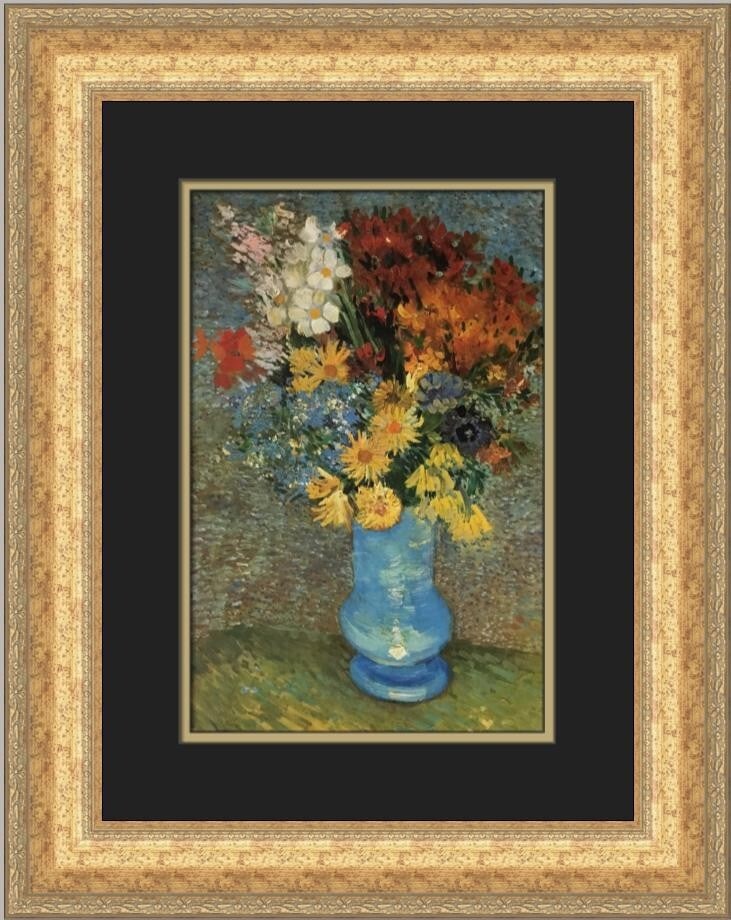Vincent Van Gogh Still Life Daisies Anemones Custom Framed Print 20x17: Vincent Van Gogh Still Life Daisies Anemones Custom Framed Print 20x17 This exquisite custom framed print features Vincent Van Gogh's renowned artwork, "Still Life with Vase of Daisies and Anemones."