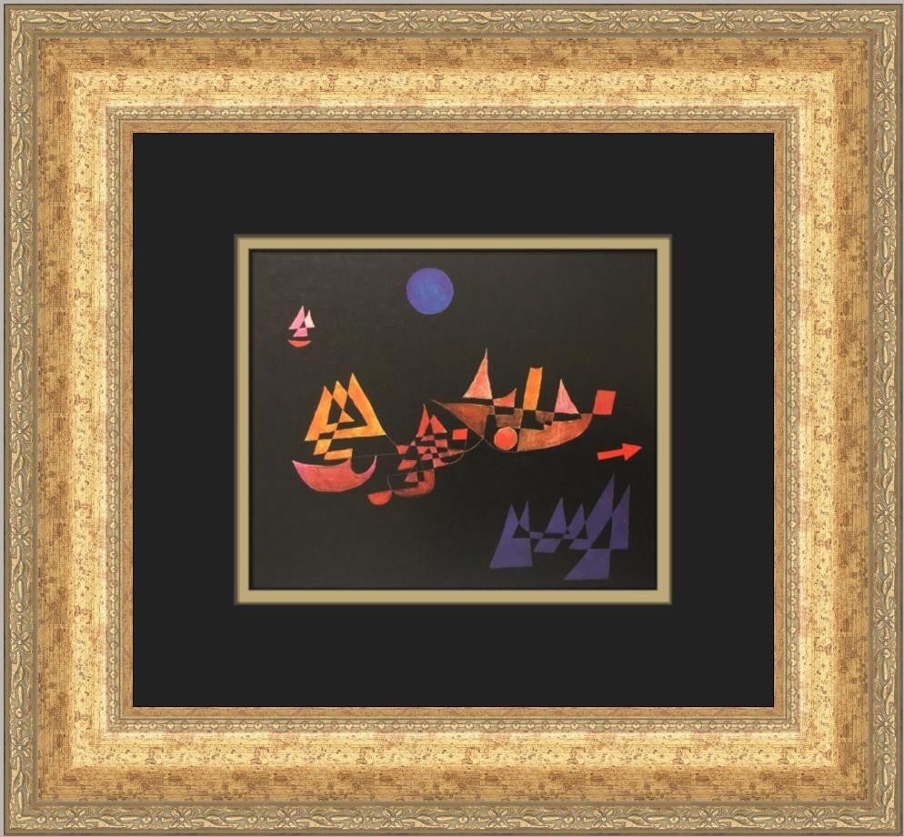 Paul Klee Departure of Ships Custom Framed Art Print 1988: Paul Klee Departure of Ships Custom Framed Art Print 1988 Discover the captivating "Departure of Ships" print by renowned artist Paul Klee, custom framed to enhance its artistic appeal. This medium-si