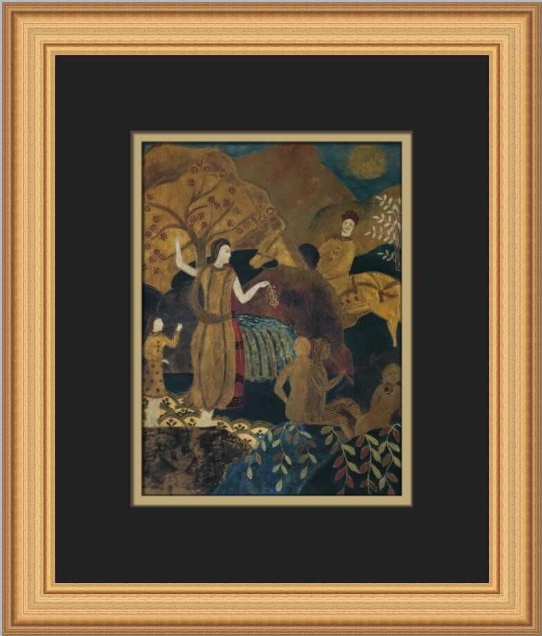 Charles Prendergast Figures II Custom Framed Art Print 2002: Charles Prendergast Figures II Custom Framed Art Print 2002 This stunning custom framed print titled 'Figures II' by artist Charles Prendergast showcases a blend of Expressionism and Impressionism sty