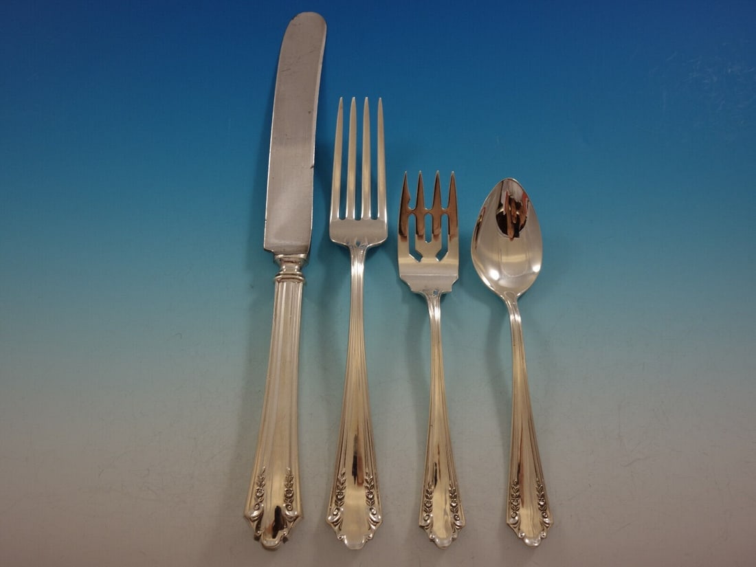 Alvin Shenandoah Sterling Silver 4-Piece Dinner Place Setting: Alvin Shenandoah Sterling Silver 4-Piece Dinner Place Setting Enhance your dining experience with this exquisite 4-piece place setting from the Shenandoah pattern by Alvin. Crafted from high-quality s