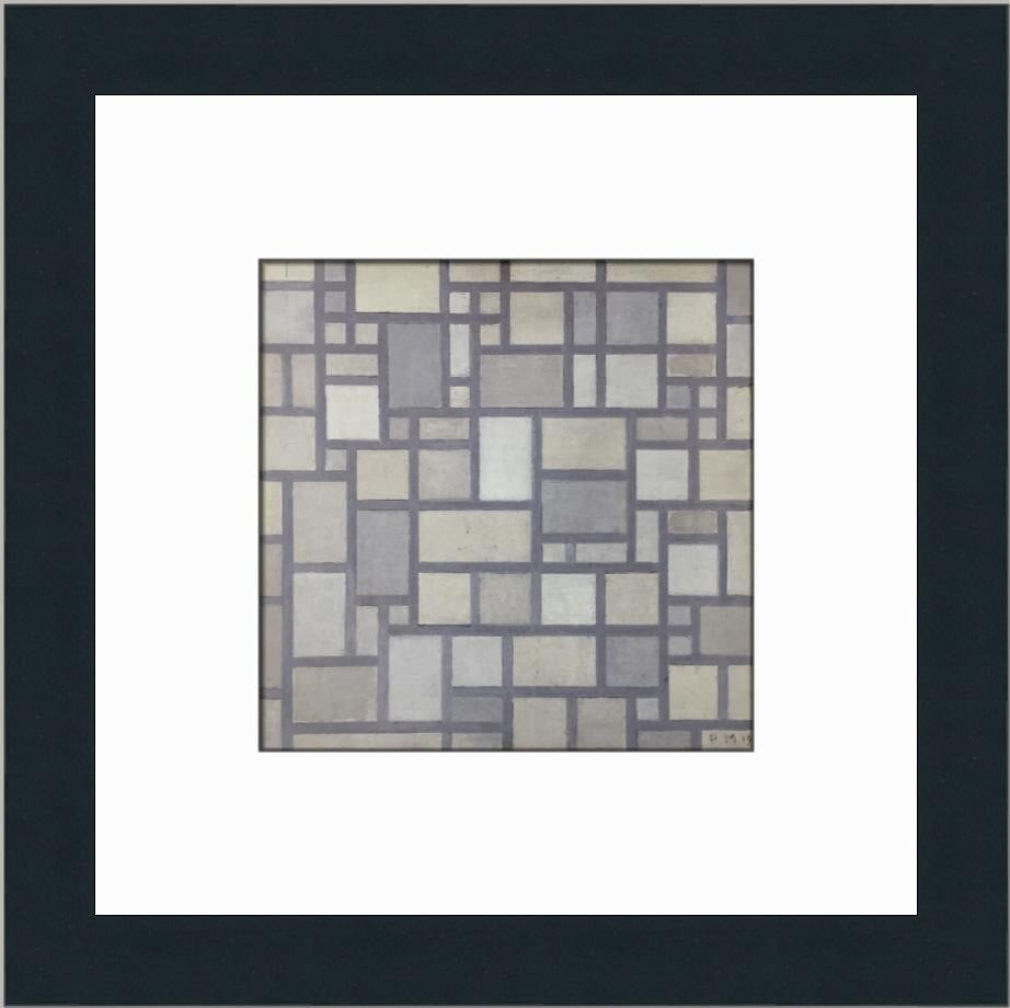 Piet Mondrian Composition with Grid Custom Framed Art Print 12x12: Piet Mondrian Composition with Grid Custom Framed Art Print 12x12 This custom framed print features Piet Mondrian's iconic work, "Composition with Grid," showcasing the artist's distinctive style of E